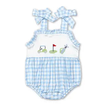 Plaid Sleeveless Golf Unisex Summer Romper