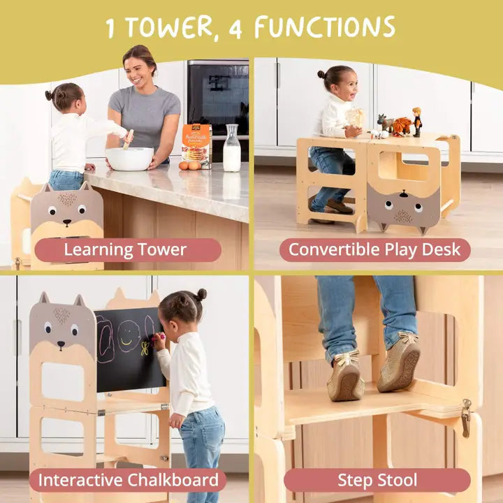Convertible Montessori Toddler
Tower 4-in-1 Step Stool, Desk