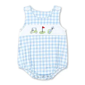 Plaid Sleeveless Golf Unisex Summer Romper
