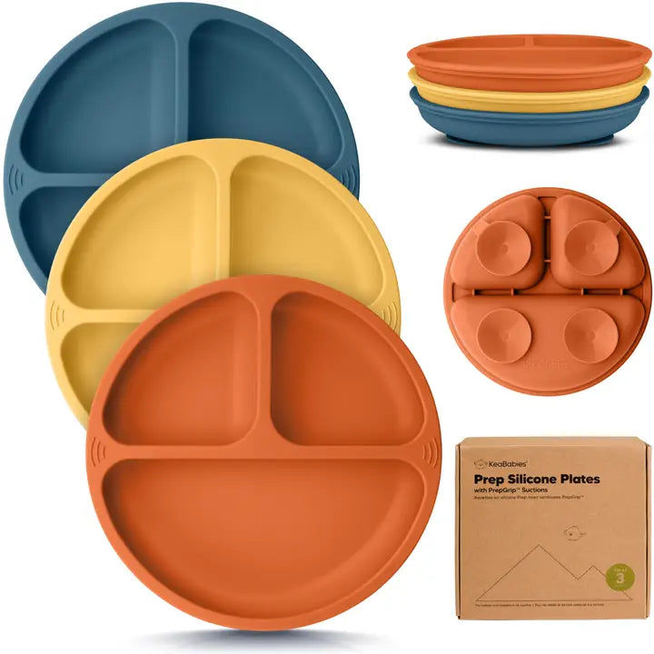 3-Pack Prep Suction Plates For Baby, Bpa-Free Silicone Plate